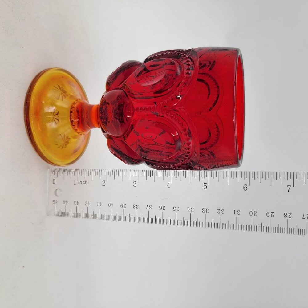 LE Smith Amberina Sunset Moon & Stars Glass Goblet Vintage Collectible Decor - Picture 5 of 6